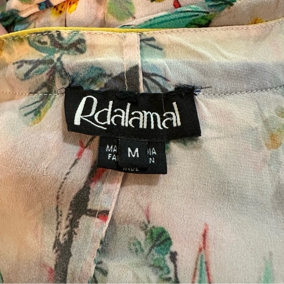 Anthropologie Floral Wrap Blouse by Rdalamal Sz. Medium – Pink, Blue, Yellow - Picture 10 of 11